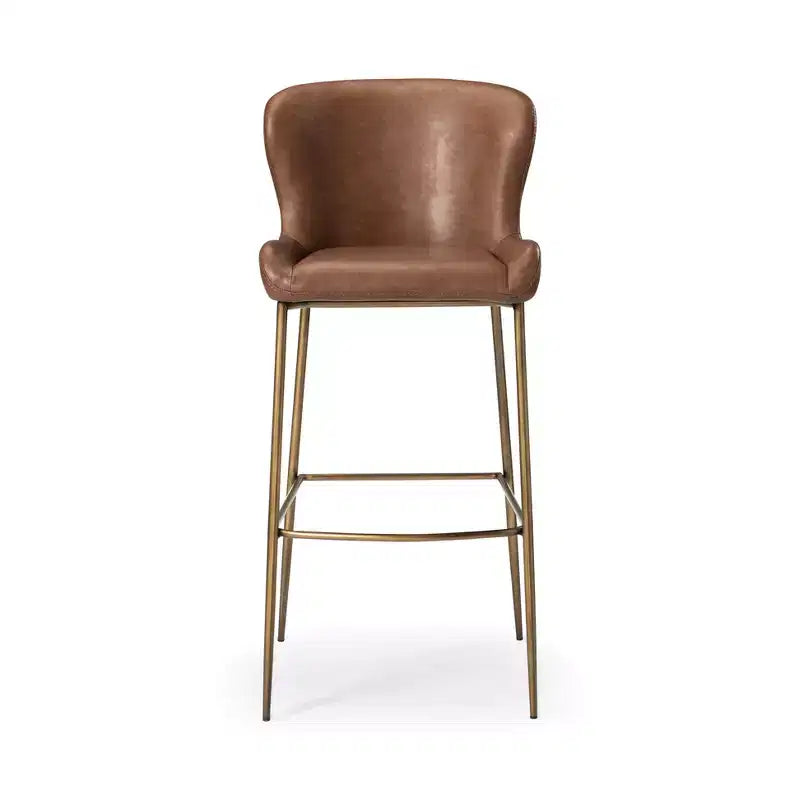31 Inch Metal Bar Stool with Faux Leather Seat and Sleek Modern Frame