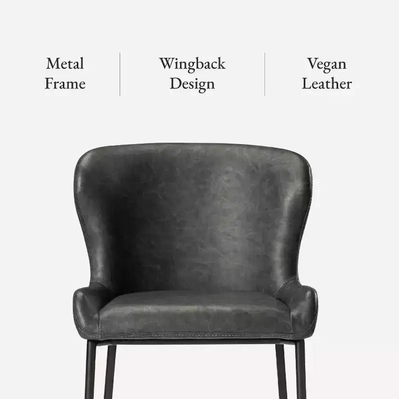 31 Inch Metal Bar Stool with Faux Leather Seat and Sleek Modern Frame