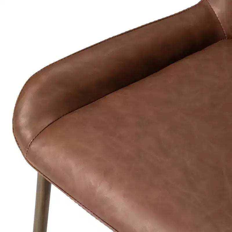 31 Inch Metal Bar Stool with Faux Leather Seat and Sleek Modern Frame