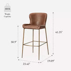 Tabouret de bar 31 pouces en métal avec assise en similicuir et cadre moderne élégant
