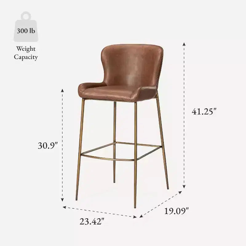 31 Inch Metal Bar Stool with Faux Leather Seat and Sleek Modern Frame