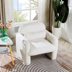 Fauteuil d'appoint minimaliste en polaire bouclée avec coussin moelleux pour salon, bureau et chambre à coucher