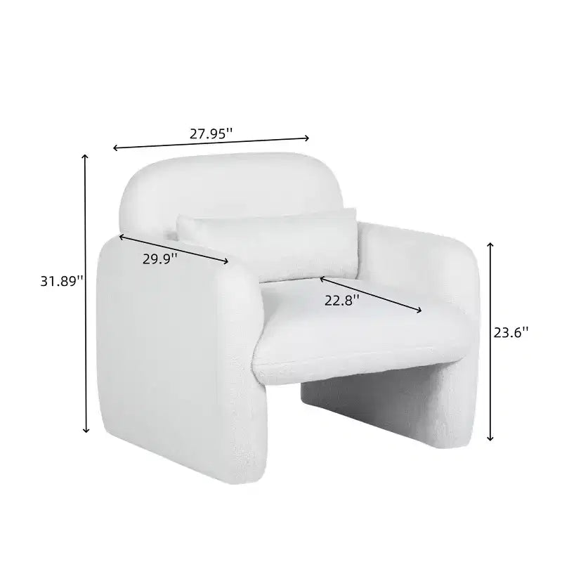 Minimalist Teddy Fleece Accent Armchair with Soft Pillow for Living Room Study and Bedroom