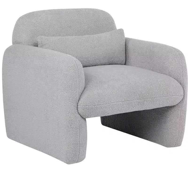 Minimalist Teddy Fleece Accent Armchair with Soft Pillow for Living Room Study and Bedroom