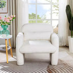 Okak Fine Minimalist Accent Chair Teddy Fleece Armchair with Cozy Soft Pillow Single Sofa Chair for Living Room Study Bedroom