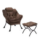 Fauteuil d'appoint paresseux en tissu de coton avec poche latérale et cadre en acier pour salon
