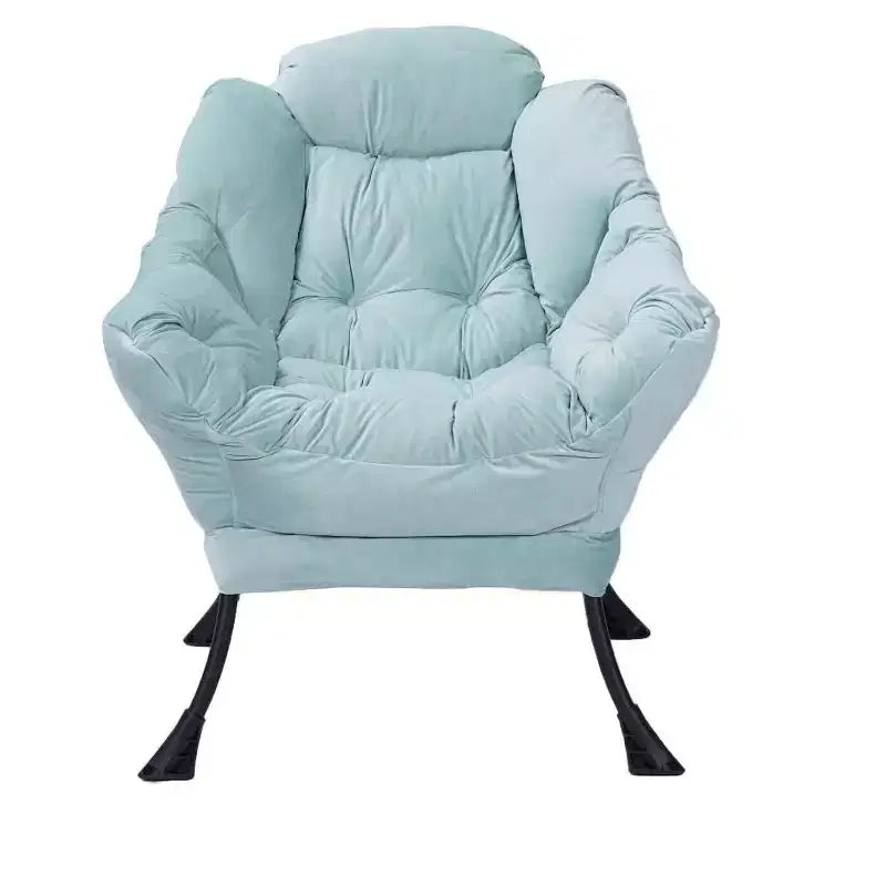 Cotton Fabric Lazy Accent Armchair with Side Pocket and Steel Frame for Living Room