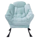 Fauteuil d'appoint paresseux en tissu de coton avec poche latérale et cadre en acier pour salon