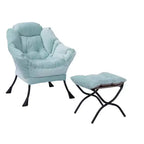 Fauteuil d'appoint paresseux en tissu de coton avec poche latérale et cadre en acier pour salon