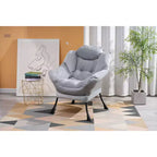 Fauteuil d'appoint paresseux en tissu de coton avec poche latérale et cadre en acier pour salon