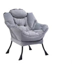Fauteuil d'appoint paresseux en tissu de coton avec poche latérale et cadre en acier pour salon