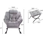 Fauteuil d'appoint paresseux en tissu de coton avec poche latérale et cadre en acier pour salon