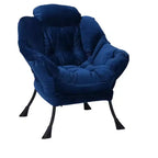 Fauteuil d'appoint paresseux en tissu de coton avec poche latérale et cadre en acier pour salon