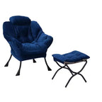 Fauteuil d'appoint paresseux en tissu de coton avec poche latérale et cadre en acier pour salon