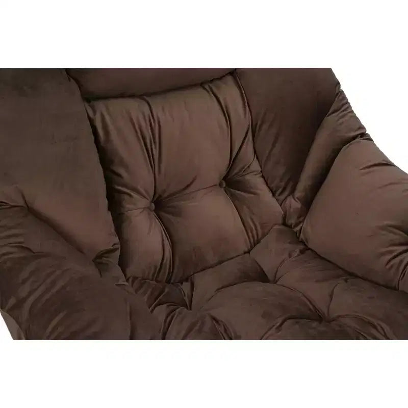 Cotton Fabric Lazy Accent Armchair with Side Pocket and Steel Frame for Living Room