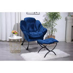 Fauteuil d'appoint paresseux en tissu de coton avec poche latérale et cadre en acier pour salon