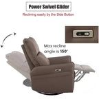 Fauteuil inclinable électrique Power Rocking avec pivotant à 270°, poche latérale et réglage électrique pour salon