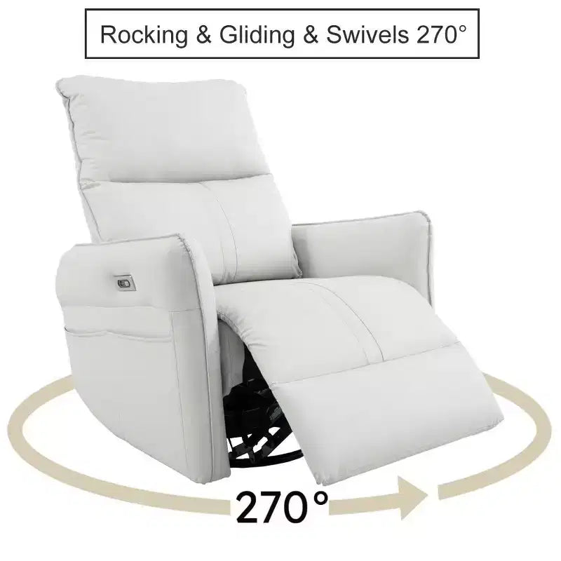 Power Rocking Recliner Chair with 270 Swivel Side Pocket and Electric Adjustment for Living Room