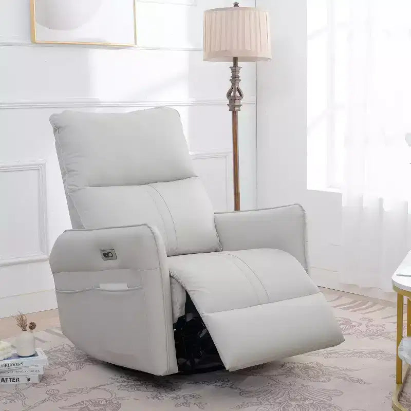 Power Rocking Recliner Chair with 270 Swivel Side Pocket and Electric Adjustment for Living Room