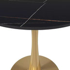Table à manger ronde de 27 pouces avec plateau en pierre frittée et piètement en acier doré