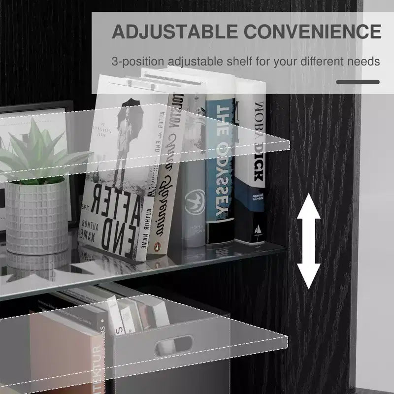 Modern Minimalist Wood Grain Decorative Storage Cabinet with 6-Tier Shelves