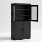 Armoire de rangement décorative moderne et minimaliste en grain de bois avec 6 étagères