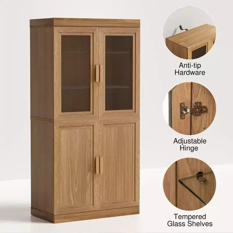 Modern Minimalist Wood Grain Decorative Storage Cabinet with 6-Tier Shelves