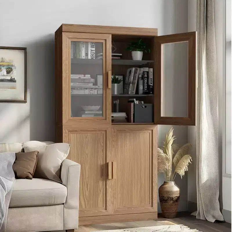 Modern Minimalist Wood Grain Decorative Storage Cabinet with 6-Tier Shelves