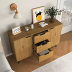 Buffet de 120 cm de long avec 3 tiroirs, 2 portes et espace de rangement pour café