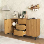 Buffet de 120 cm de long avec 3 tiroirs, 2 portes et espace de rangement pour café