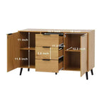 Buffet de 120 cm de long avec 3 tiroirs, 2 portes et espace de rangement pour café
