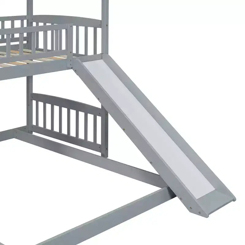 Twin Over Full Bunk Bed with Slide and Playhouse Design