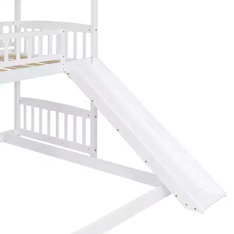 Twin Over Full Bunk Bed with Slide and Playhouse Design
