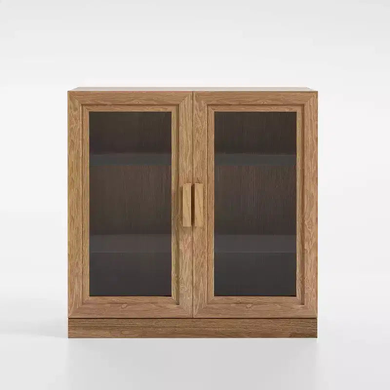 62x31x16 Wood Grain Buffet Cabinet with Breathable Rattan Doors and Adjustable Shelves