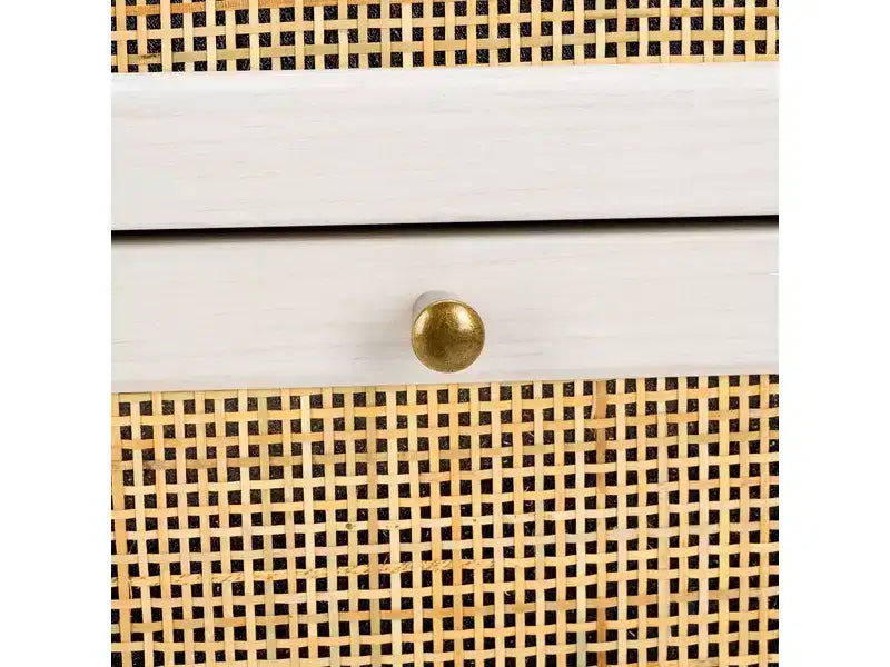 Rattan Mesh 6-Drawer Dresser DRS9600 in Deep Walnut with Gold Pulls