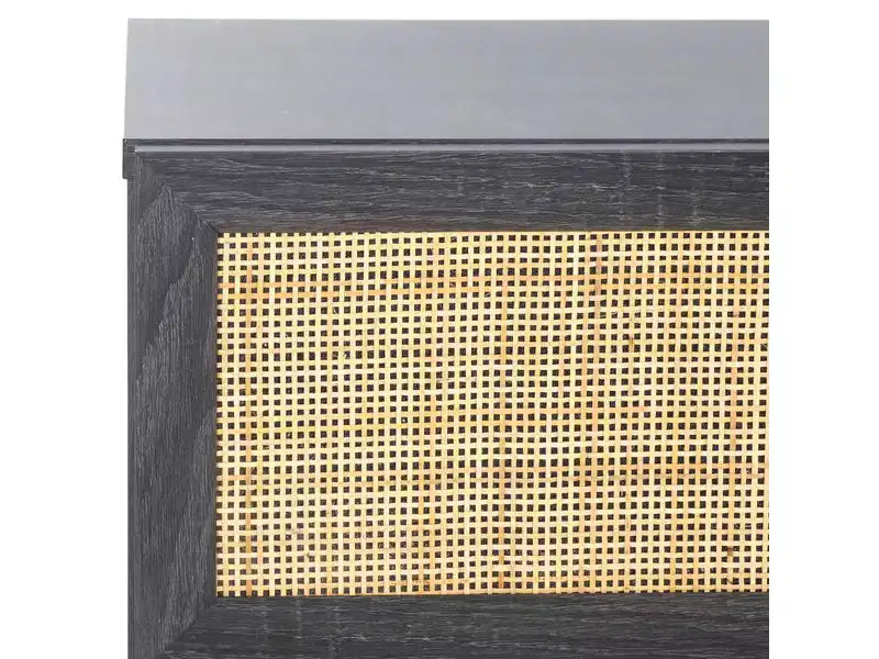 Rattan Mesh 6-Drawer Dresser DRS9600 in Deep Walnut with Gold Pulls