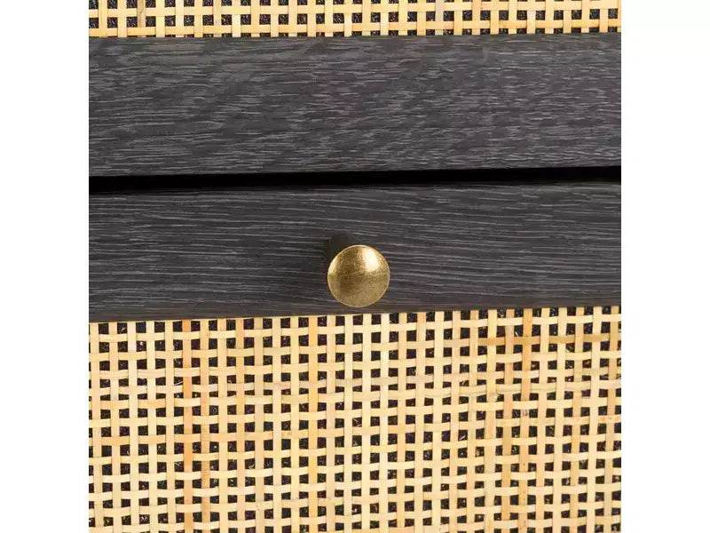 Rattan Mesh 6-Drawer Dresser DRS9600 in Deep Walnut with Gold Pulls