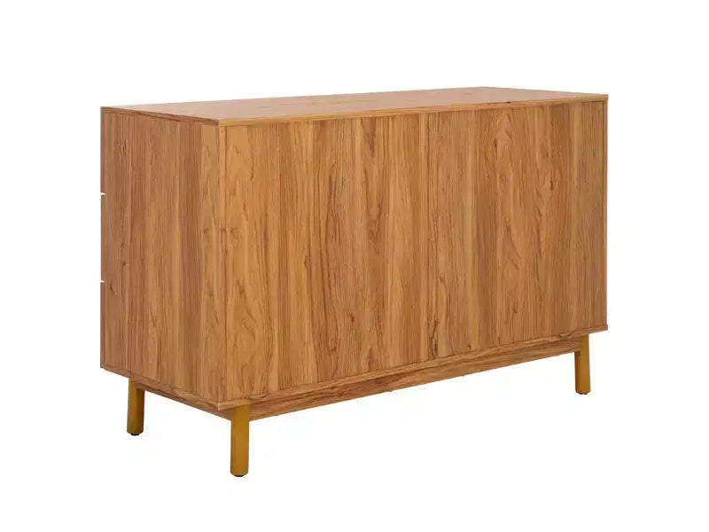 Rattan Mesh 6-Drawer Dresser DRS9600 in Deep Walnut with Gold Pulls