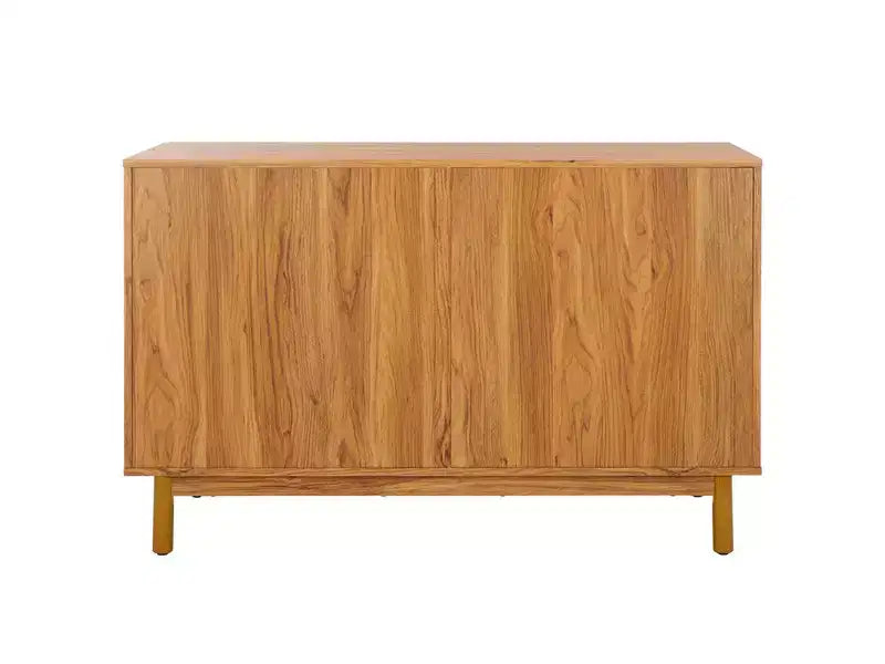 Rattan Mesh 6-Drawer Dresser DRS9600 in Deep Walnut with Gold Pulls