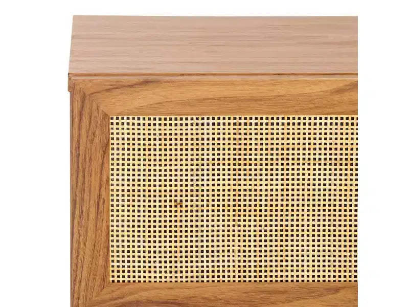 Rattan Mesh 6-Drawer Dresser DRS9600 in Deep Walnut with Gold Pulls