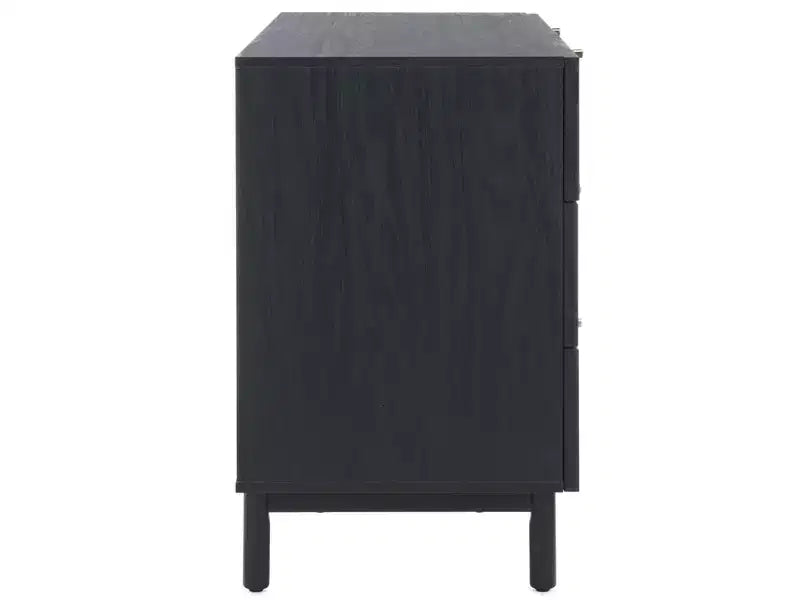 Rattan Mesh 6-Drawer Dresser DRS9600 in Deep Walnut with Gold Pulls