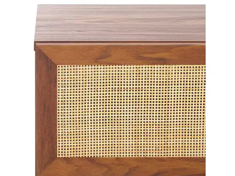 Rattan Mesh 6-Drawer Dresser DRS9600 in Deep Walnut with Gold Pulls