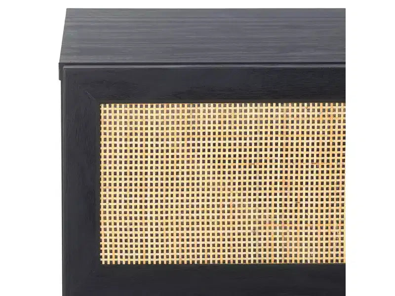Rattan Mesh 6-Drawer Dresser DRS9600 in Deep Walnut with Gold Pulls