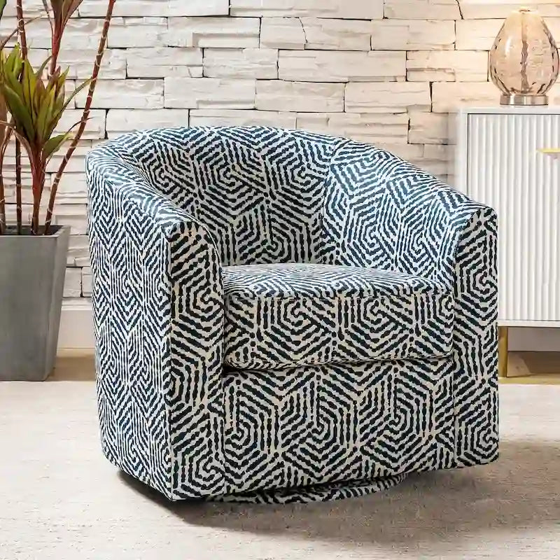Fauteuil Cuenca moderne en tissu avec piètement pivotant
