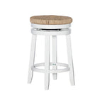 Tabouret de comptoir pivotant sans dossier Maya avec assise en jonc de mer