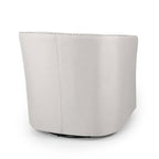 Fauteuil pivotant, style baril rond classique, tissu beige blé