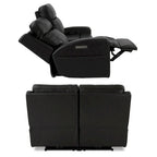 Causeuse inclinable électrique en cuir véritable avec espace de rangement et port de charge USB pour salon