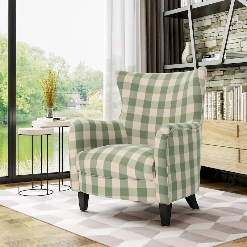 Fauteuil rembourré à dossier haut avec pieds en bois Modern Retro 30.25 pour le salon