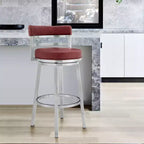 Tabouret de bar de 66 cm Madrid, hauteur comptoir, en similicuir rouge et acier inoxydable brossé