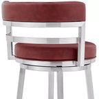 Tabouret de bar de 66 cm Madrid, hauteur comptoir, en similicuir rouge et acier inoxydable brossé